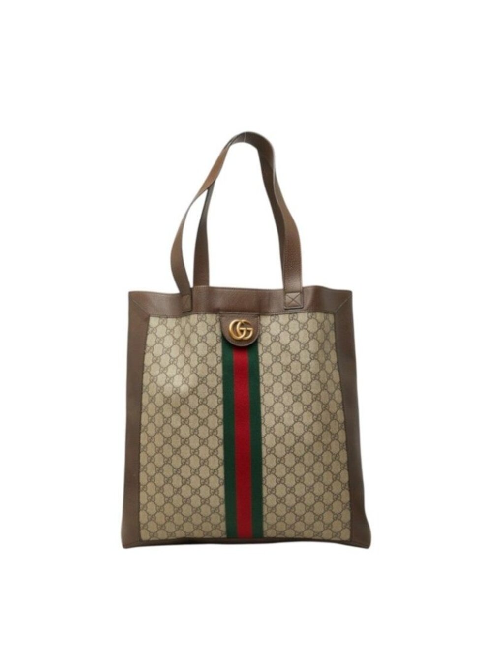 Gucci GG Supreme Ophidia Tote Bag Beige Brown Leather